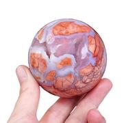 DSZUJTYROP Crystal Ball Purple Cherry Blossom Agate Geode Gemstone Sphere Polished Balls for,Yoga,5.5-6cm