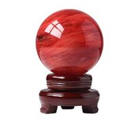 DSZUJTYROP Crystal Ball Red Ruby Sphere Melting Quartz Gemstone with Wood Stand Magic Home Decor Gift,60mm