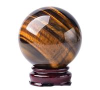 DSZUJTYROP Crystal Ball Tiger Eye Stone Gemstone Sphere with Stand Ornament Divination for Feng Shui, Home Decor,8cm/3.1in