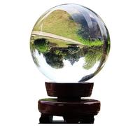 DSZUJTYROP Crystal Ball White Transparent Glass Office Living Room Bar Decoration Crafts Home Base Solid Wood,15cm