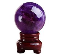 DSZUJTYROP Crystal Ball with Stand Base, Amethyst Gemstone Sphere,Polished Feng Shui Protection Stone for Home Decor,70mm