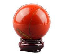 DSZUJTYROP Crystal Ball with Stand,Polished Red Jasper Sphere for & Decoration, Stone Sculpture for Feng Shui Home Decor,60mm