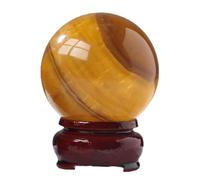DSZUJTYROP Crystal Ball with Stand, Yellow Fluorite Quartz Sphere, Decorative for Home Decor, Divination, Magic, Fortune Telling,50-55mm