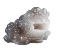 DSZUJTYROP Crystal Geode Agate Toad Statue, Carvings Sculpture, Stones Golden Figurine for Collectible Home Desktop Decoration,Large
