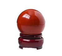 DSZUJTYROP Crystal Red Jasper Gemstone Ball Sphere Divination Sculpture Figurine with Stand,Precious Gifts,60mm