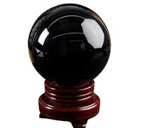 DSZUJTYROP Crystal Sphere,Real Obsidian Ball with Stand, Gemstone for Balancing Home and Office Decoration,16cm/6.3in