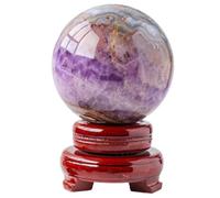 DSZUJTYROP Crystals Sphere Amethyst Crystal Ball Polished Divination Quartz Stone with Decorative Stand Home Decoration,9.5-10cm