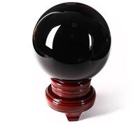 DSZUJTYROP Divination Black Crystal Ball Obsidian Stone Sphere Polished Rock Decorative Orb for Home Decor Ornaments,18cm