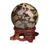 DSZUJTYROP Dragon Septarian Stone Quartz Crystal Sphere with Stand Gemstone Ball Sculpture Figurine Ornament for Feng Shui Divination Tabletop Decoration,5~6cm