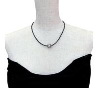 DSZUJTYROP Faceted Black Spinel Cultured White Keshi Pearl Black Crystal Pave Necklace Gemstone Jewelry