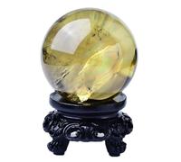 DSZUJTYROP Feng Shui Crystal Citrine Ball Sphere Display Ornaments Decorative Stone for Divination Home Decor,70mm