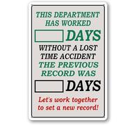 DSZUJTYROP Funny Vintage Days Since Last Accident Sign Warning Retro Metal Tin Sign Outdoor Wall Decor for Garage Warehouse 8 X 12 in