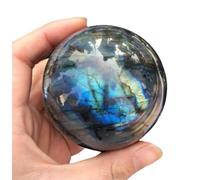 DSZUJTYROP Gemstone Ball Labradorite Tumble Crystal Ornament Magic Round Sphere Collection Home Office Decoration,9cm/3.5in