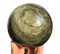 DSZUJTYROP Gold Obsidian Crystal Sphere Polished Black Quartz Ball Ornaments (Size : 900-1000g)