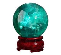 DSZUJTYROP Green Fluorite Crystal Ball with Stand, Quartz Decorative Stone Sphere for Feng Shui Divination Home Decor Figurine Sculpture,10cm/3.9in