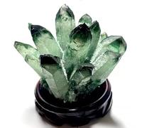 DSZUJTYROP Green Quartz Crystal Cluster for, Points,Crystals Ornament for Feng Shui Home Decor and Gift,with Base,300g