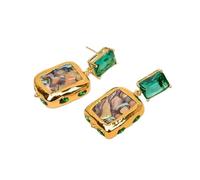 DSZUJTYROP Green Stud Dangle Earrings