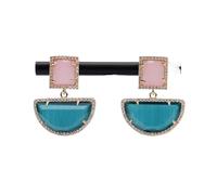 DSZUJTYROP Green Stud Earrings Paved Stone Earrings Geometric Jewelry For Lady