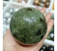 DSZUJTYROP Green Tourmaline Stone Ball Quartz Crystal Degaussing Home Decor Gem Ornaments (Size : 70-80mm)
