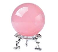 DSZUJTYROP Hand-Polished Rose Quartz Crystal Ball, Orb Ornament for Love, ecorative Feng Shui Sphere for Home Office Decor,12cm