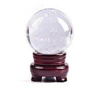 DSZUJTYROP Handcrafted Crystal Ball with Stand, Clear Quartz Stone for Feng Shui Divination,Photography Prop Elegant Home Party Decor,3.9"(10cm)
