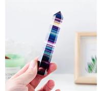 DSZUJTYROP Hexagonal Prism Fluorite Crystal Stripe Rainbow Quartz Stone Ornament Gift Room Decoration (Color : 7.1-7.4cm)