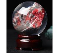 DSZUJTYROP Imitation Cinnabar Crystal Ball Stone Feng Shui Town House Transfer Living Room Bedroom Entrance Decoration,80mm