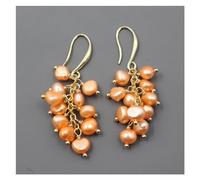 DSZUJTYROP Joyería Pendientes de gancho chapados en oro con perlas de patata naranja de agua dulce cultivadas hechos a mano for damas y niñas, joyería de moda