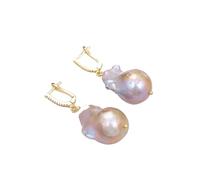 DSZUJTYROP Joyería púrpura barroco Keshi perla Color oro pendientes for mujer señora joyería de moda
