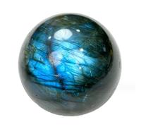 DSZUJTYROP Labradorite Crystal Ball Gemstone Blue Flashy Round Sphere Collection Ornament for Divination Home Office Decor,90mm