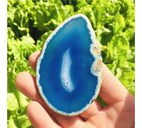 DSZUJTYROP Large Blue Agate Geode Polished Quartz Crystal Ornaments (Size : 2pc)