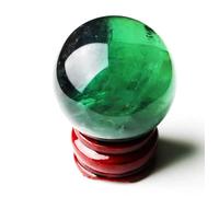 DSZUJTYROP Large Crystal Ball with Stand, Green Fluorite Sphere, Sculpture Figurine Ornaments Fengshui Home Decoration,13cm