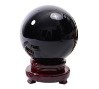 DSZUJTYROP Large Obsidian Crystal Balls Sphere with Wooden Stand,Black Polished Divination Ball,Scrying Quartz Orb for Gifts Family Decorative, Home Office Decor,80mm/3.14in