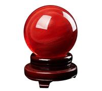 DSZUJTYROP Large Red Crystal Sphere Ball, Crystals Gemstone with Wood Stand,Melting Quartz Ruby for Home Decorative Divination Feng Shui,7.1"(18cm)