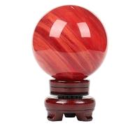DSZUJTYROP Melting Red Crystal Ball with Stand, Stone Decorative Sphere Figurines,Home Office Decor Gift,Polished Divination Orb,180mm