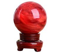 DSZUJTYROP Melting Red Crystal Quartz Ball with Stand Decorative Smelting Sphere for Home and Office Decor, Divination Witchy Gifts,50mm
