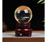 DSZUJTYROP Melting Yellow Crystal Ball for Wealth and Protect, Quartz Sphere with Stand, Figurine for Home Office FengShui Decoration,20cm