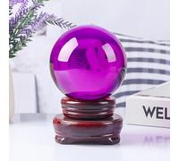 DSZUJTYROP Multi Color Transparent Crystal Ball Ornaments Home Decorations Paperweight Feng Shui Base,Purple,80mm