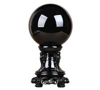 DSZUJTYROP Obsidian Ball Black Decorative with Stand Home Display Sphere for Divination Photography Decor,9cm/3.5in
