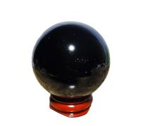 DSZUJTYROP Obsidian Ball Raw Stone Hand-Polished Home Office Feng Shui Decoration with Base,30mm