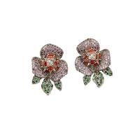 DSZUJTYROP Pave Flower Shape Stud Earrings