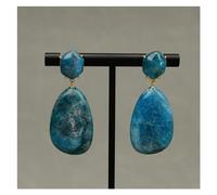 DSZUJTYROP Pendientes colgantes de piedra con gemas reales en forma de lágrima de apatita azul, regalos de joyería de fiesta hechos a mano for mujer