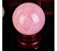 DSZUJTYROP Polished Rose Crystal Balls Ball Ornaments Quartz Sphere with Stand for Home Living Room Desktop Decoration,15cm/5.9in
