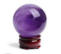 DSZUJTYROP Purple Crystals Sphere Amethyst Crystal Ball with Stand, Polished Quartz Stone Ornament for Home Office Decor Gift,9cm/3.54in