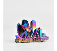 DSZUJTYROP Quartz Crystal Aura Rainbow Titanium Cluster Stone Ornaments