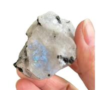 DSZUJTYROP Rainbow Moonstone Rough Stone Crystals Gravel Fish Tank Flower Pot for Buddha Landscaping Quartz Gemstone Ornaments (Size : 100-130g)