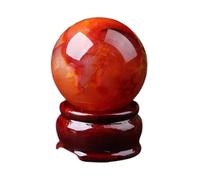 DSZUJTYROP Red Agate Crystal Ball Ornament with Stand, Hand-Polished Quartz Sphere for Divination Feng Shui Home & Office Decor,60mm