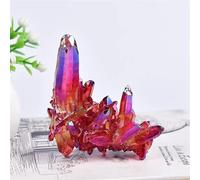 DSZUJTYROP Red Aura Crystal Point Titanium Quartz Cluster Specimens Ornaments (Size : 80-100g)