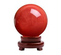 DSZUJTYROP Red Crystal Ball Smelting Stone Home Decoration Melting Quartz Gemstone for +Base,140mm