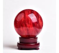 DSZUJTYROP Red Crystal Ball Smelting Stone Home Decoration Melting Quartz Gemstone for +Base,160mm